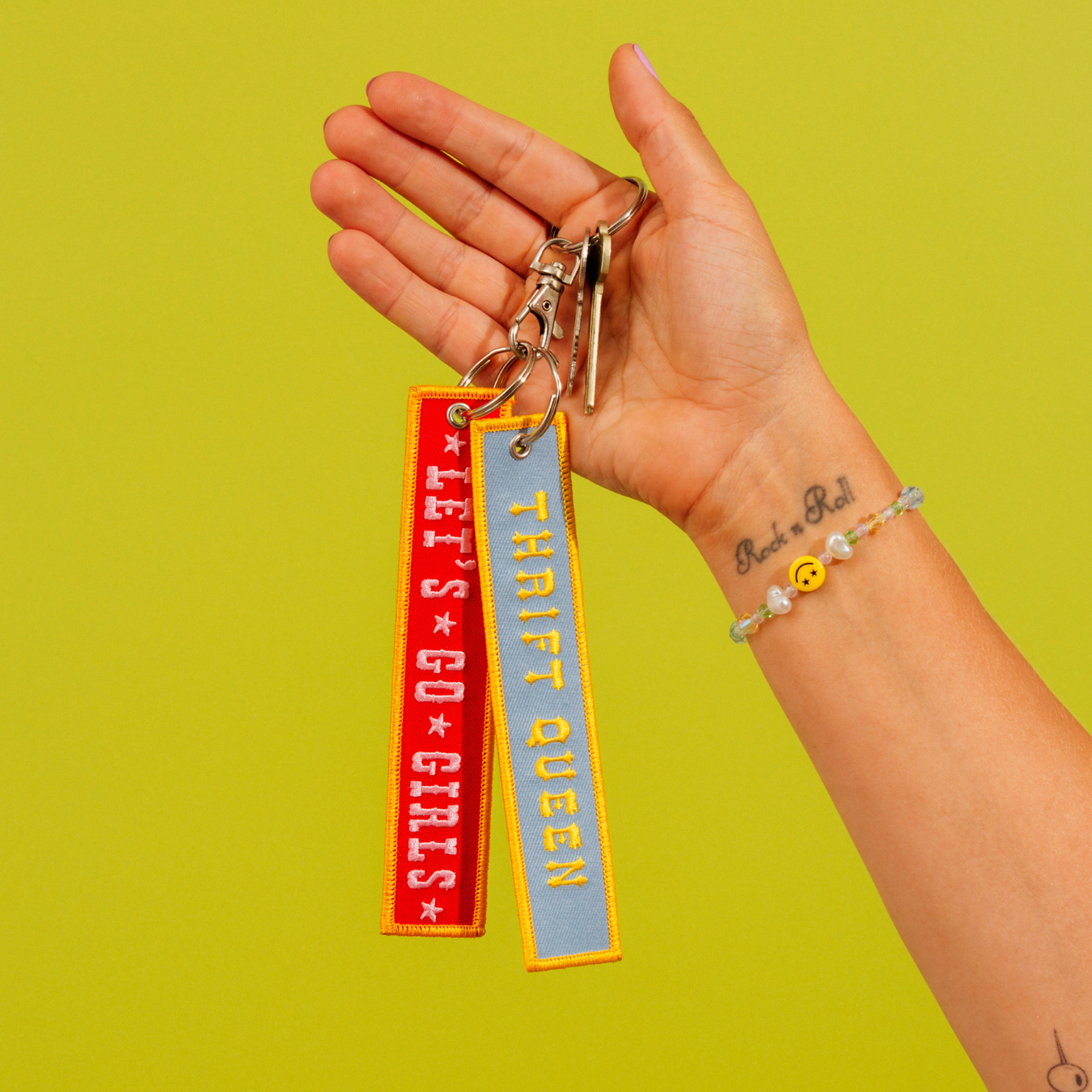 Let's Go Girl Embroidered Keychain