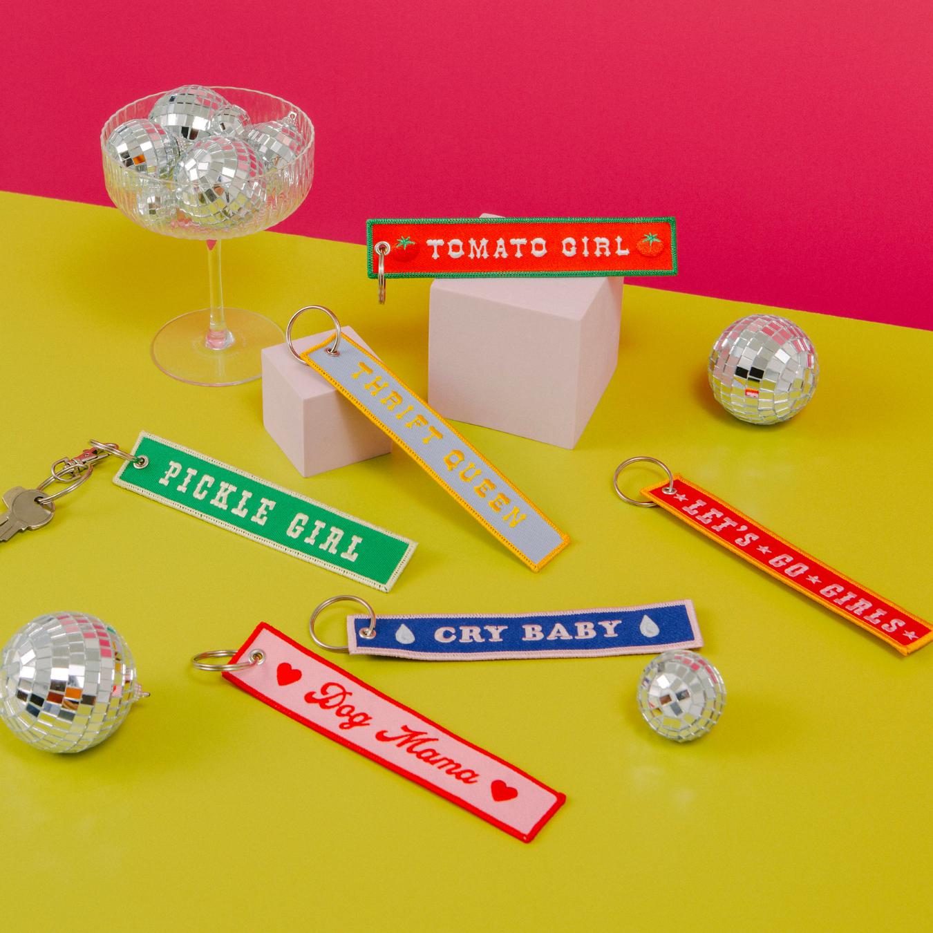 Let's Go Girl Embroidered Keychain