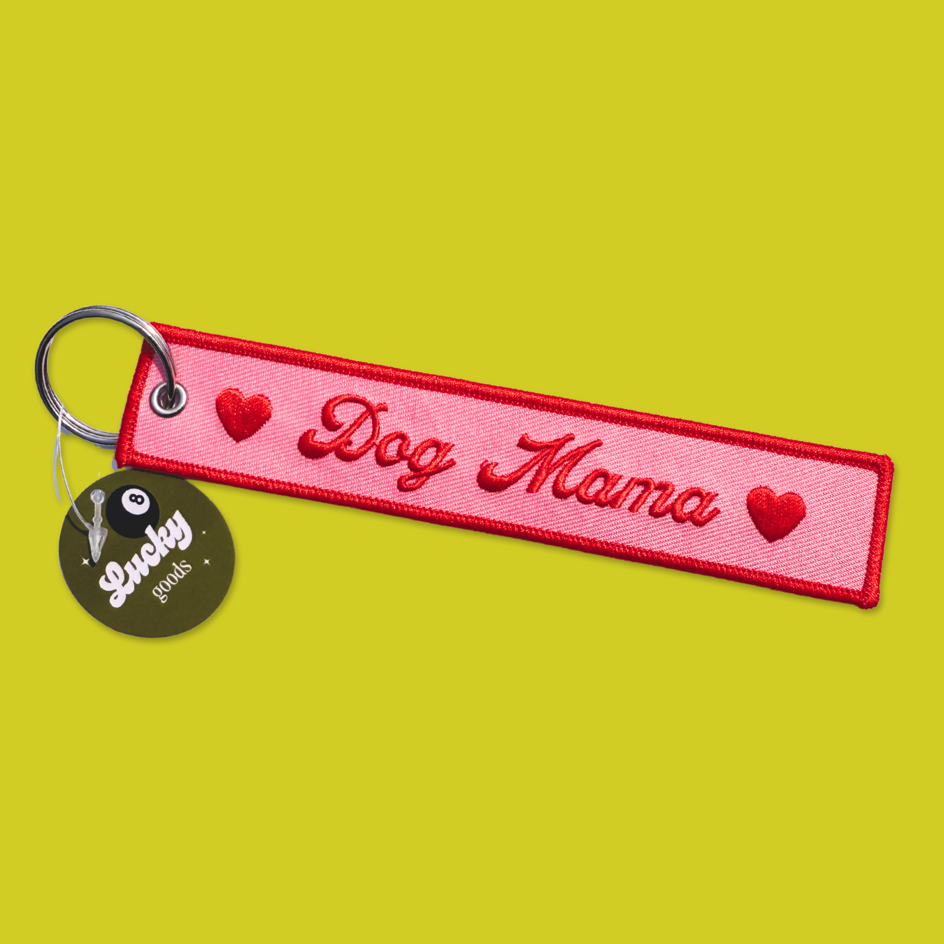 Dog Mama Embroidered Keychain