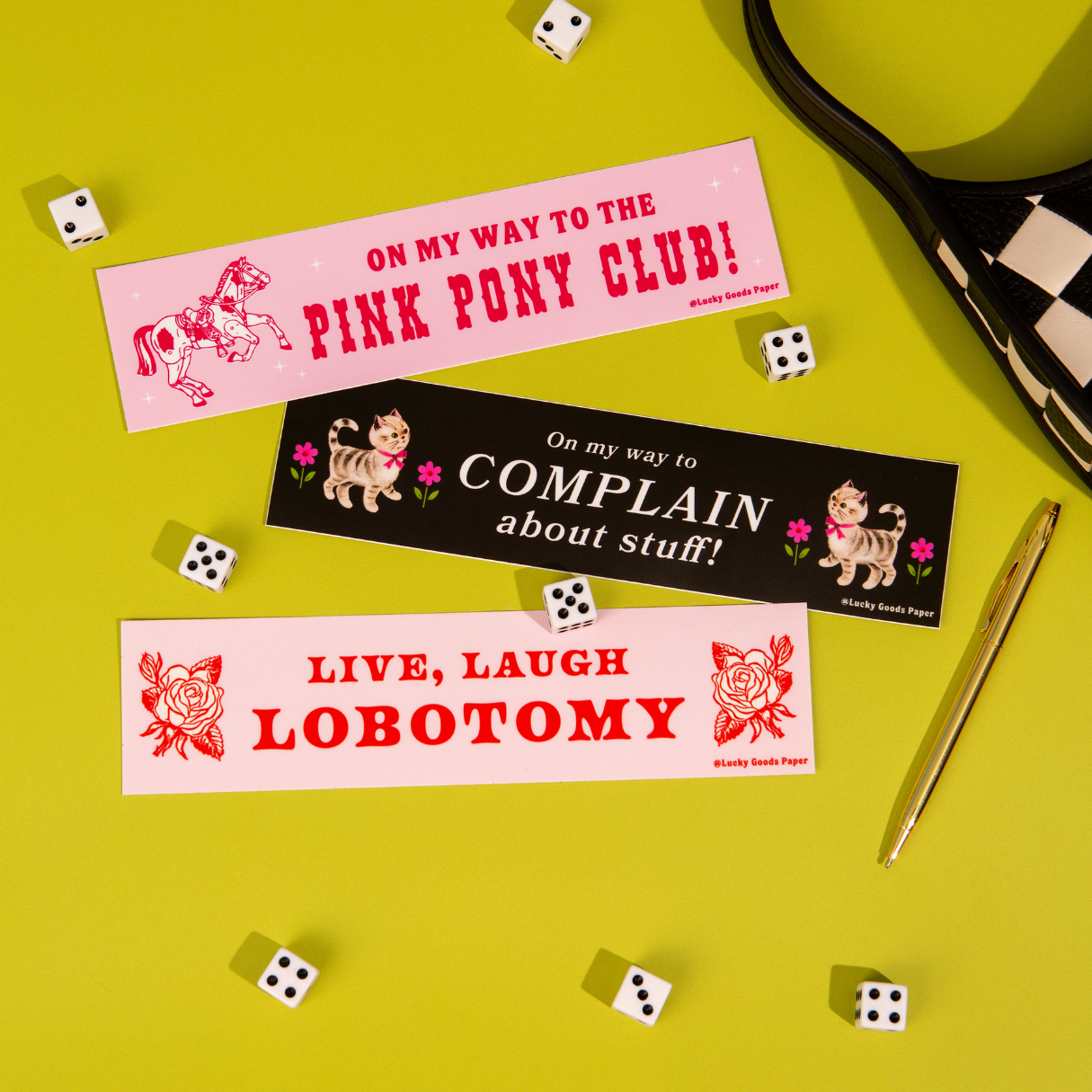 On My Way to the Pink Pony Club Bumper Sticker or Magnet