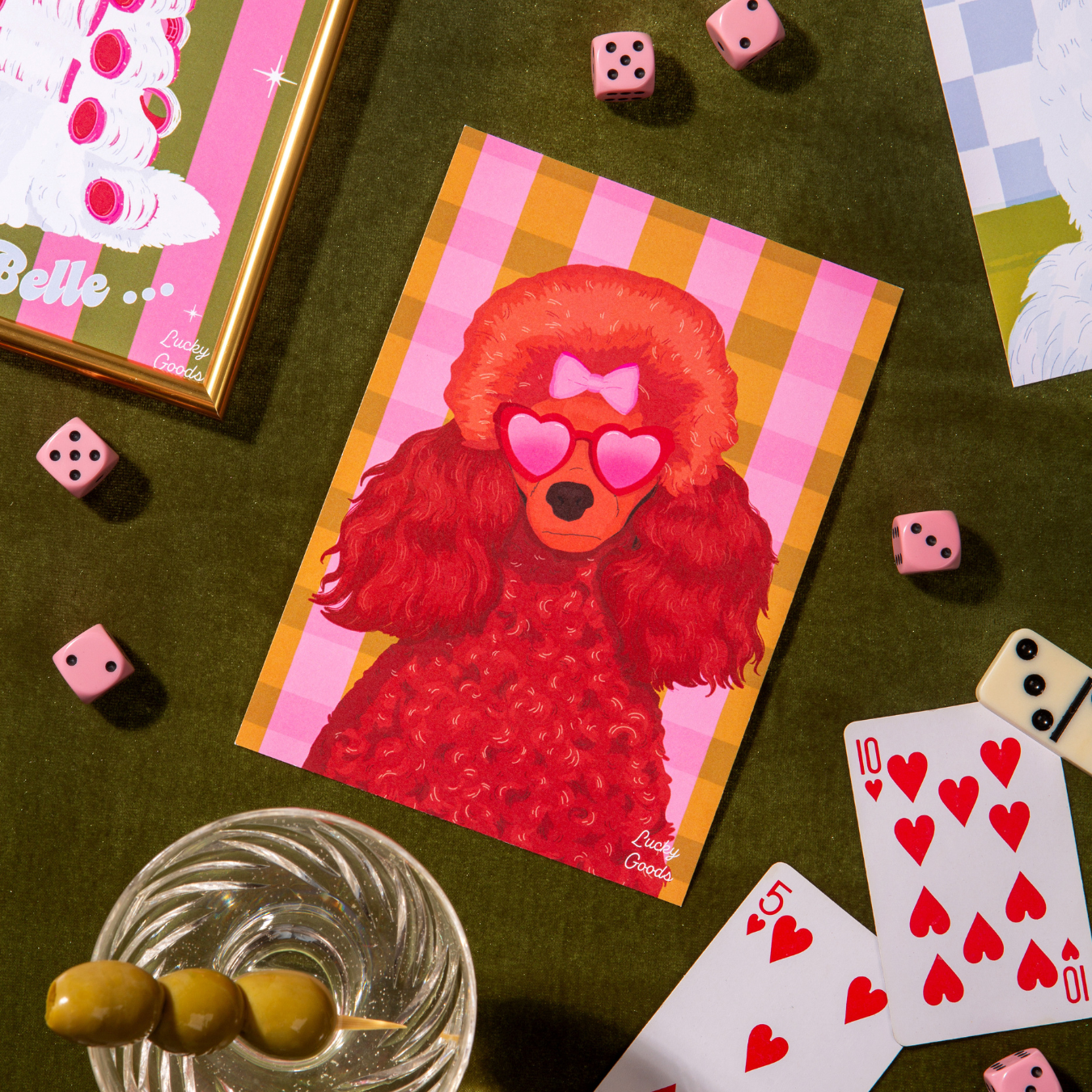 Fancy Poodle with Sunglasses Portrait Print