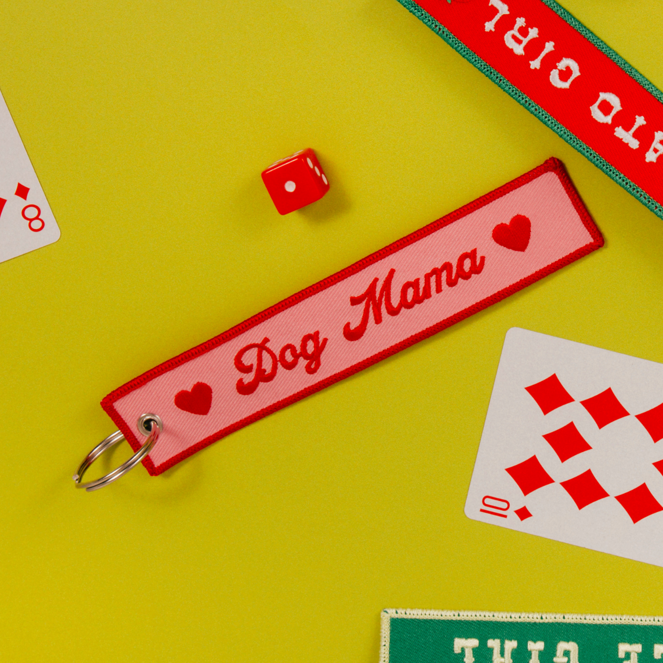 Dog Mama Embroidered Keychain