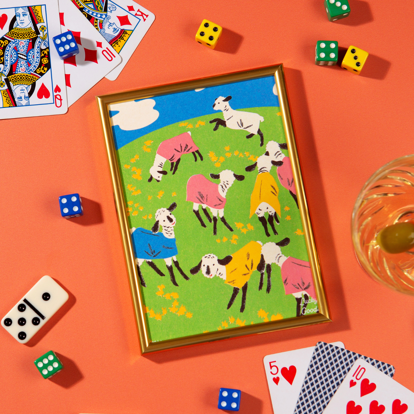 Goats in T-Shirts Party Portrait Print