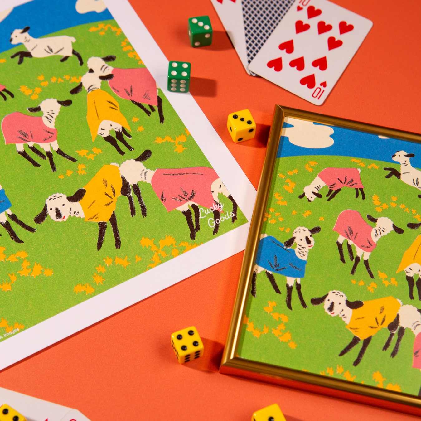 Goats in T-Shirts Party Portrait Print