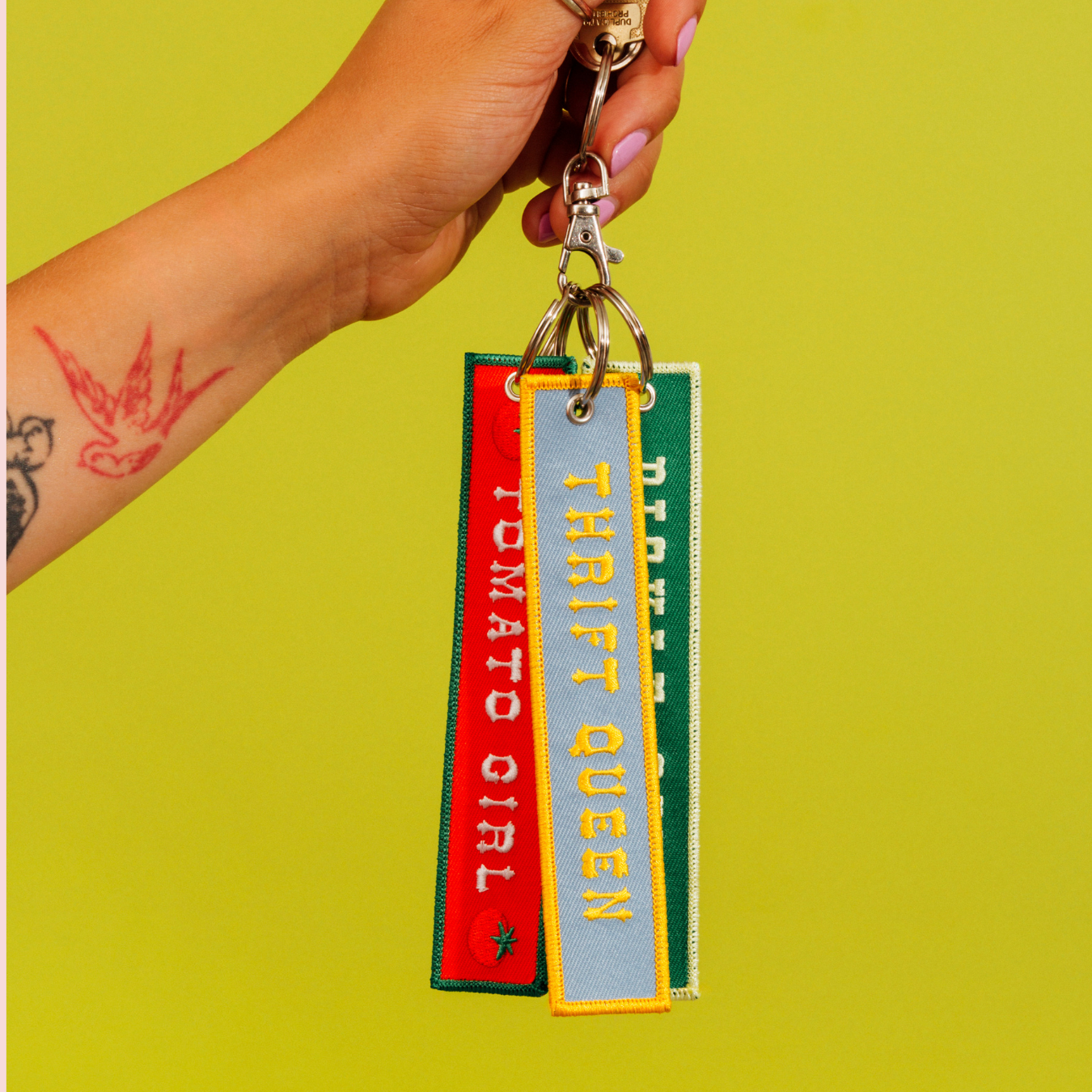 Thrift Queen Embroidered Keychain