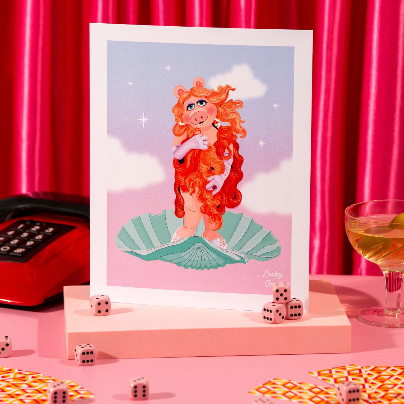 Birth of a Goddess Piggy Portrait Print