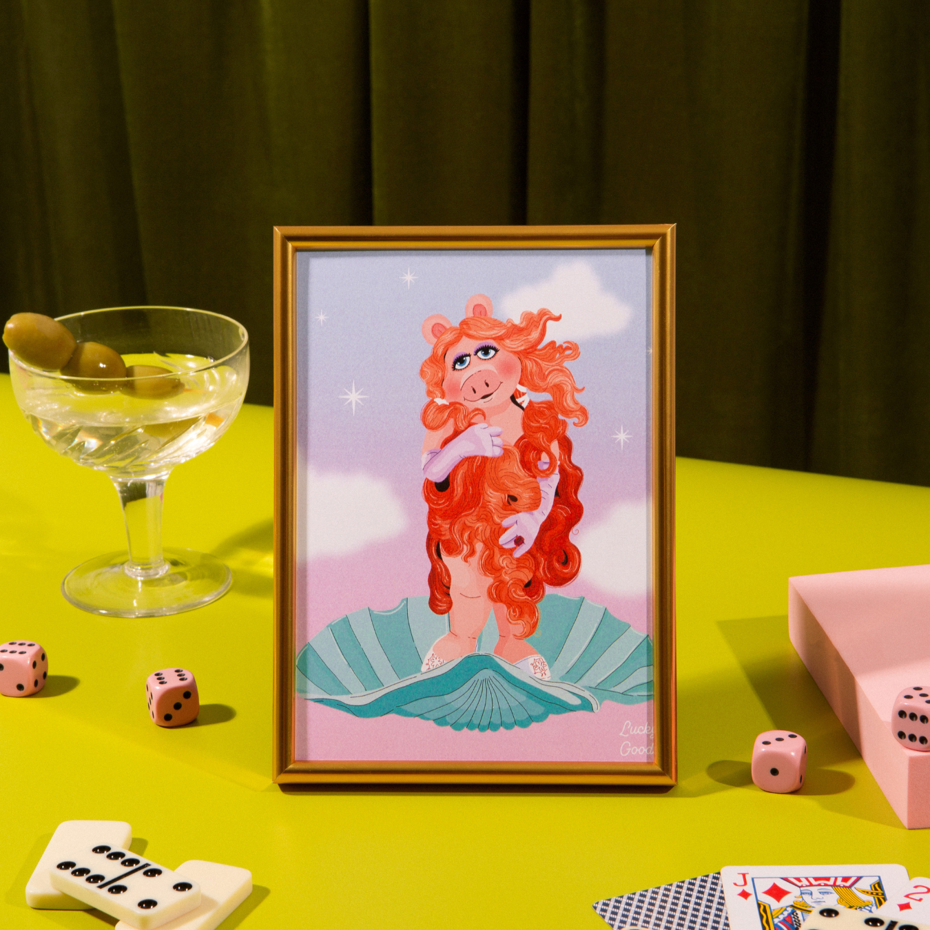 Birth of a Goddess Piggy Portrait Print