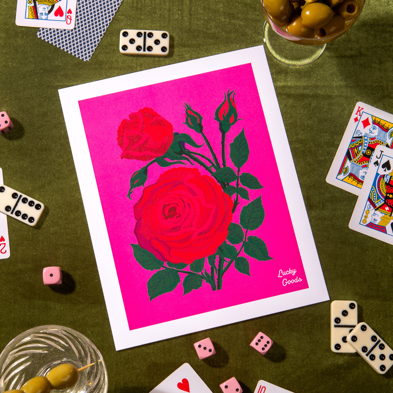 Roses in Hot Pink Portrait Print