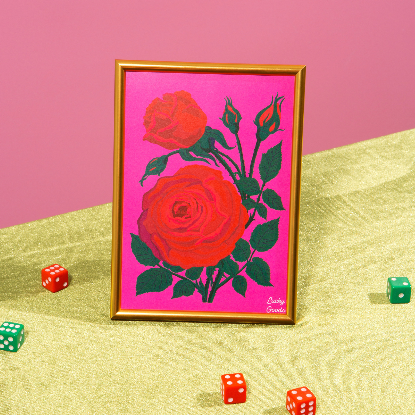 Roses in Hot Pink Portrait Print