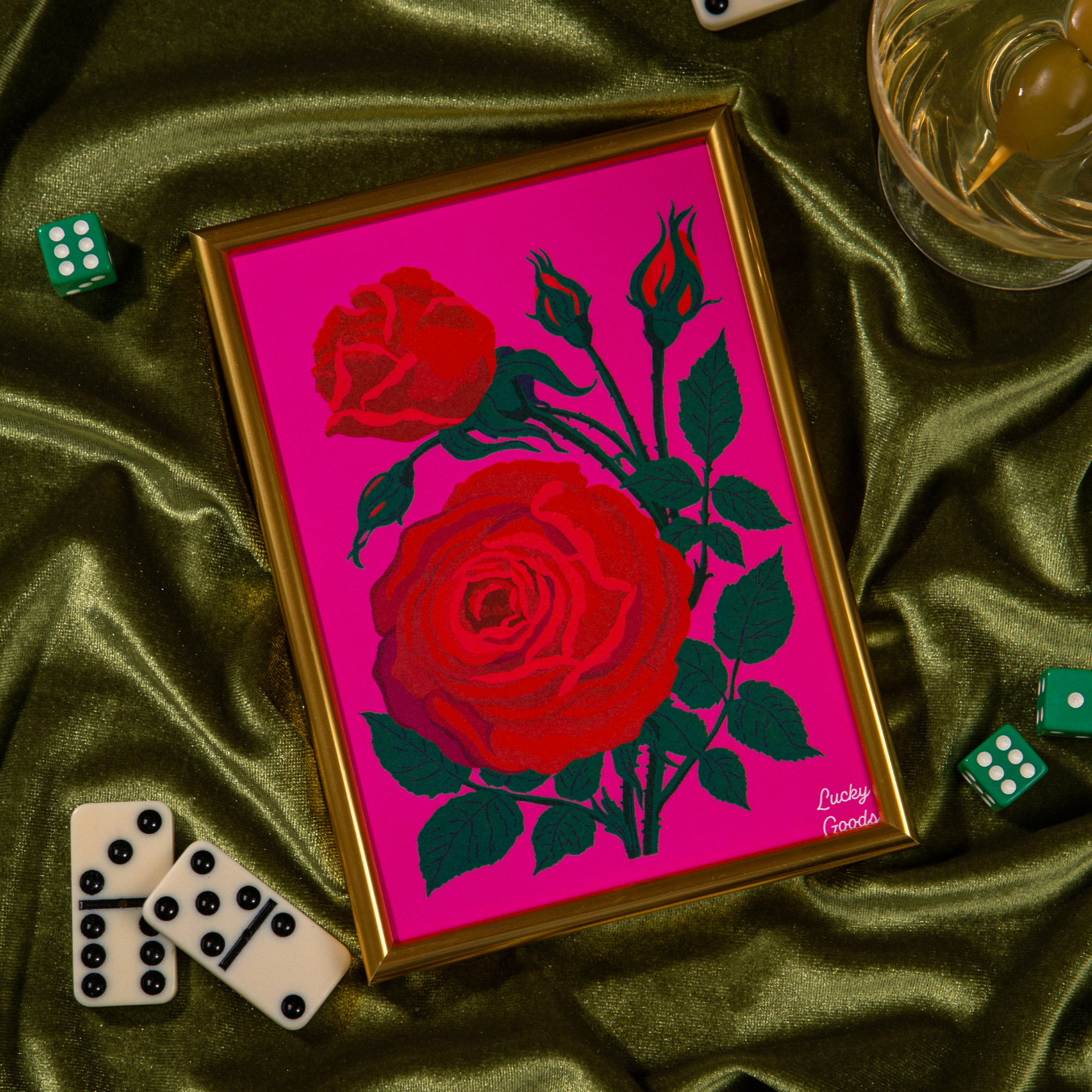 Roses in Hot Pink Portrait Print