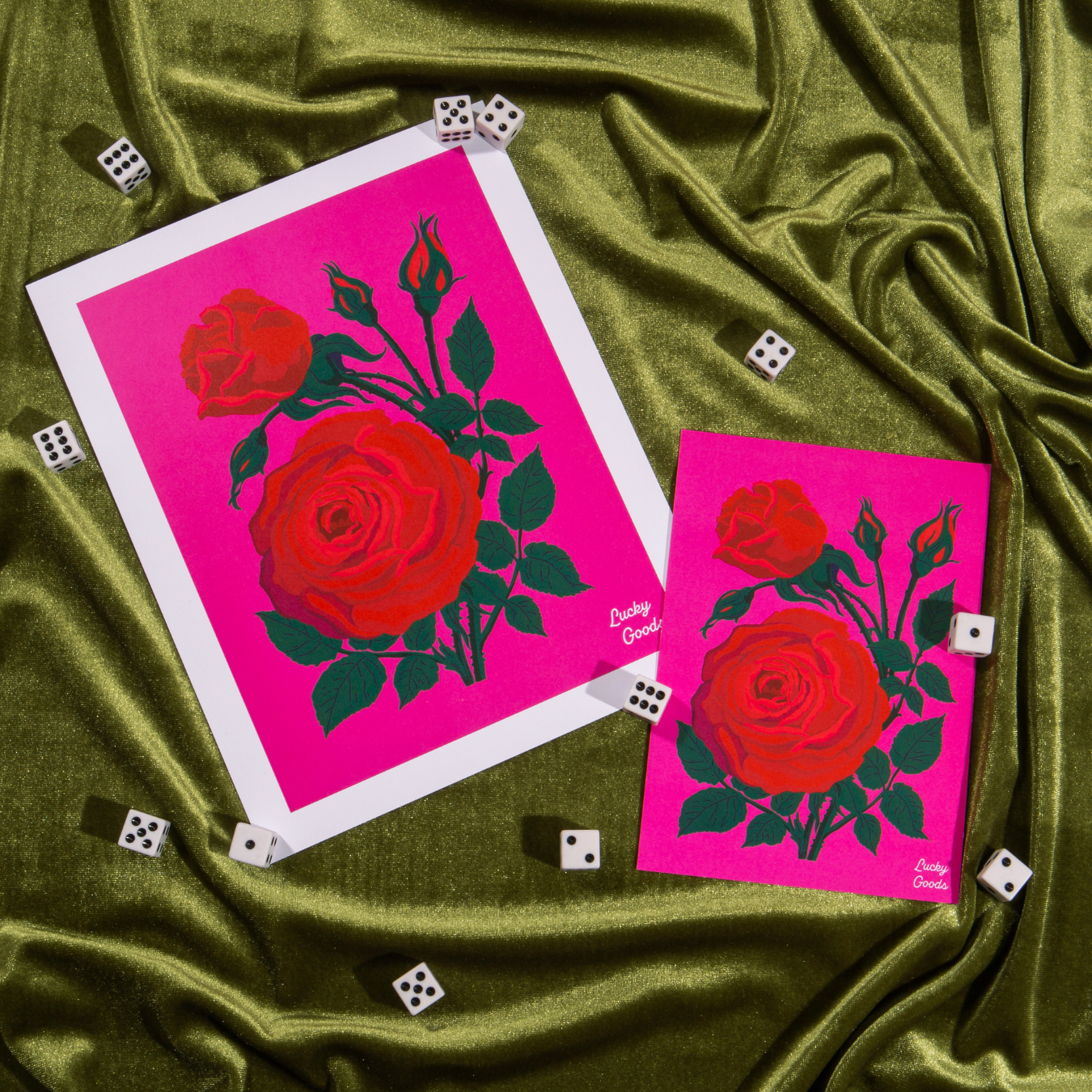 Roses in Hot Pink Portrait Print