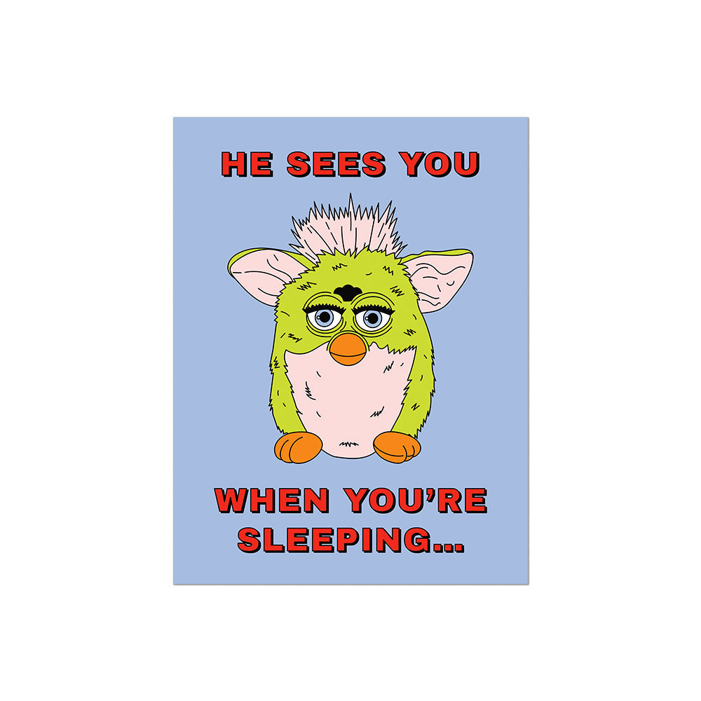 Sees You Sleeping Furby Card