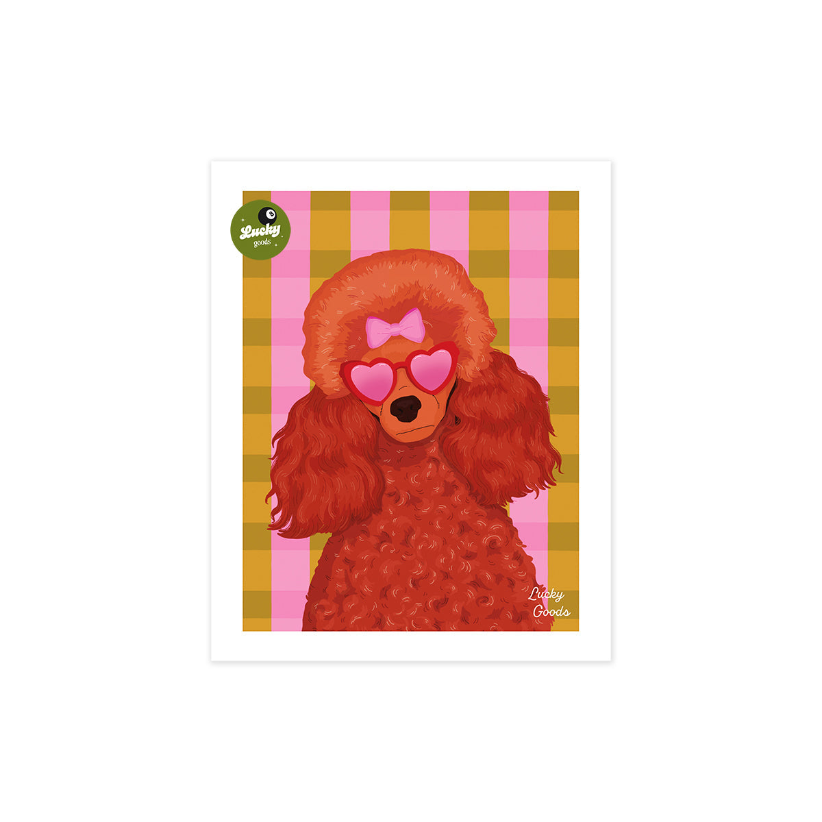 Fancy Poodle with Sunglasses Portrait Print