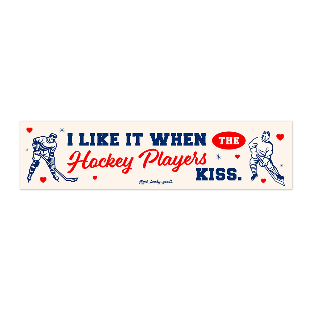 Hockey Players Kiss Bumper Sticker