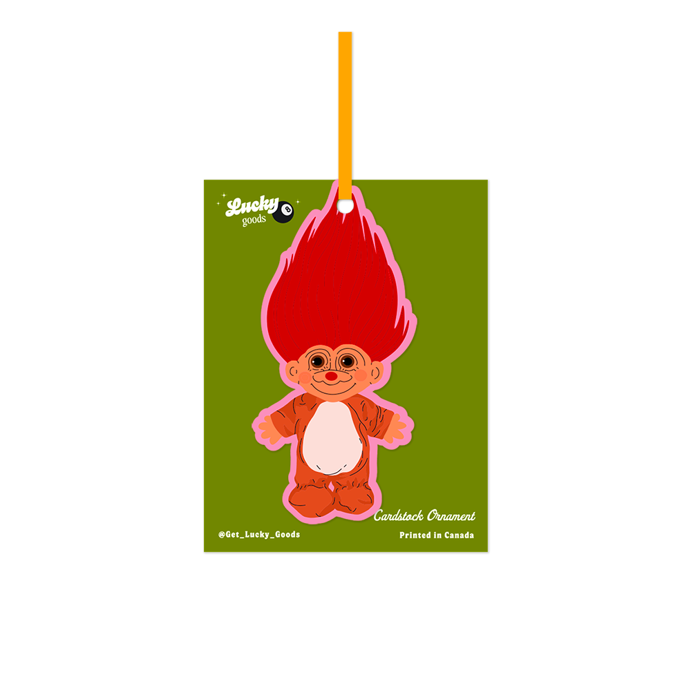 Vintage Reindeer Troll Cardstock Ornament