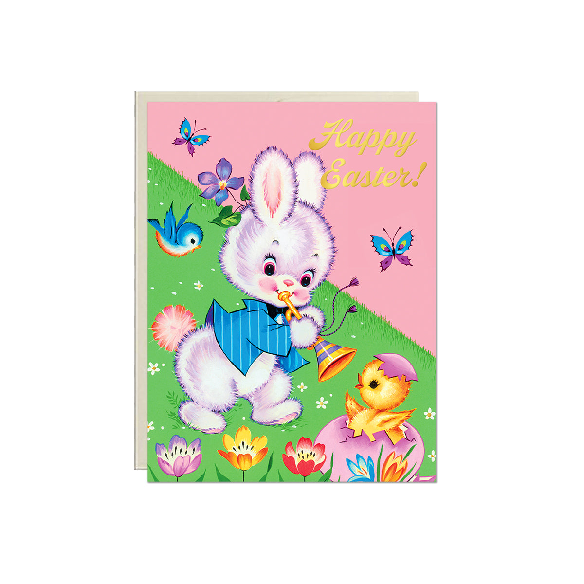 Happy Easter Vintage Bunny & Chick Card
