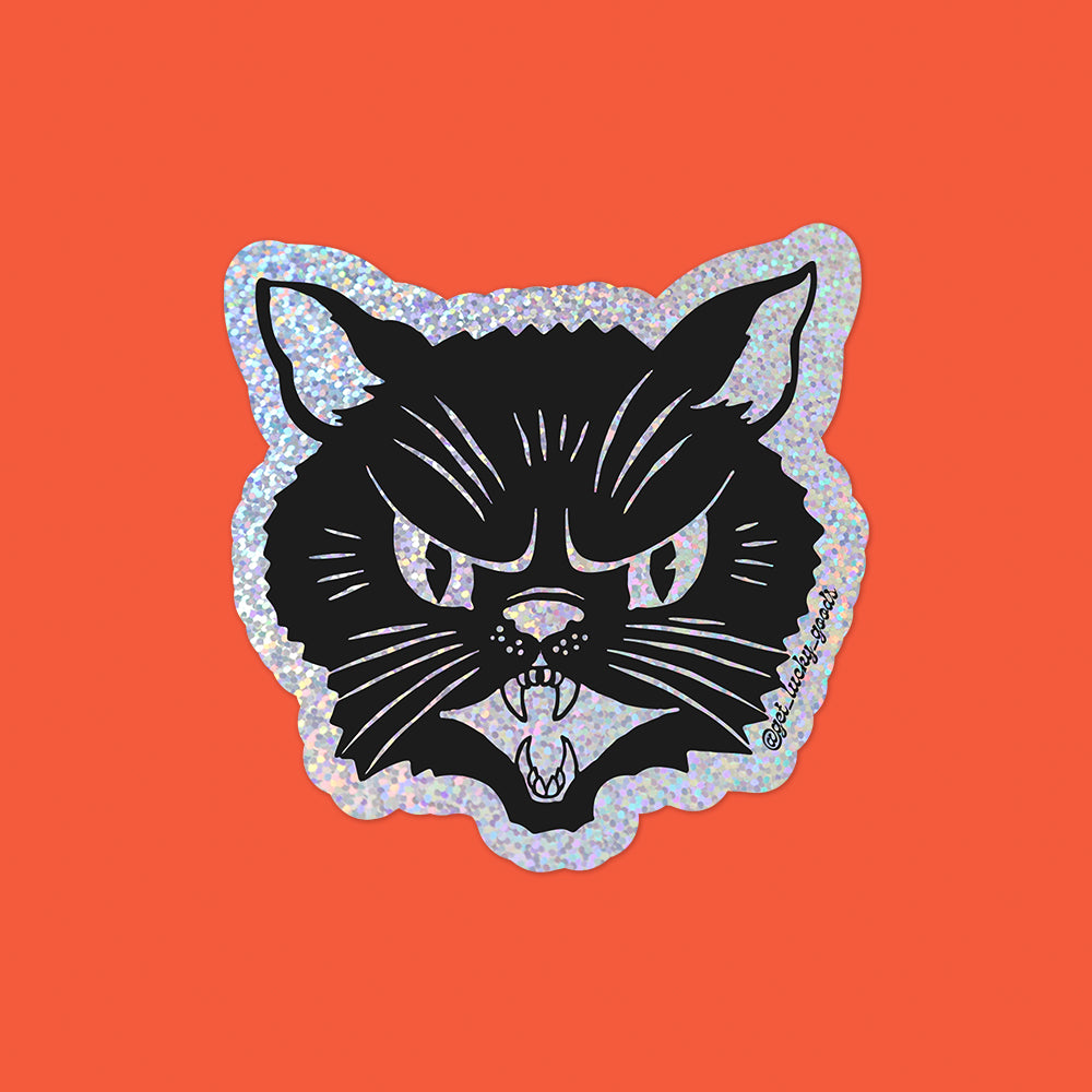 Spooky Kitty Glitter Sticker