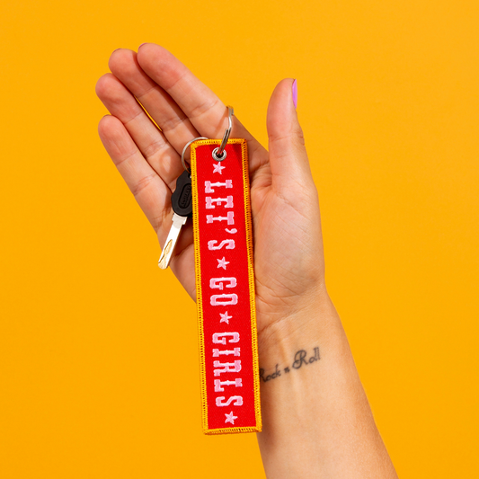 Let's Go Girl Embroidered Keychain