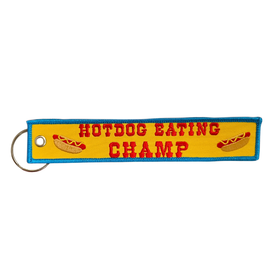 Hotdog Champ Embroidered Keychain