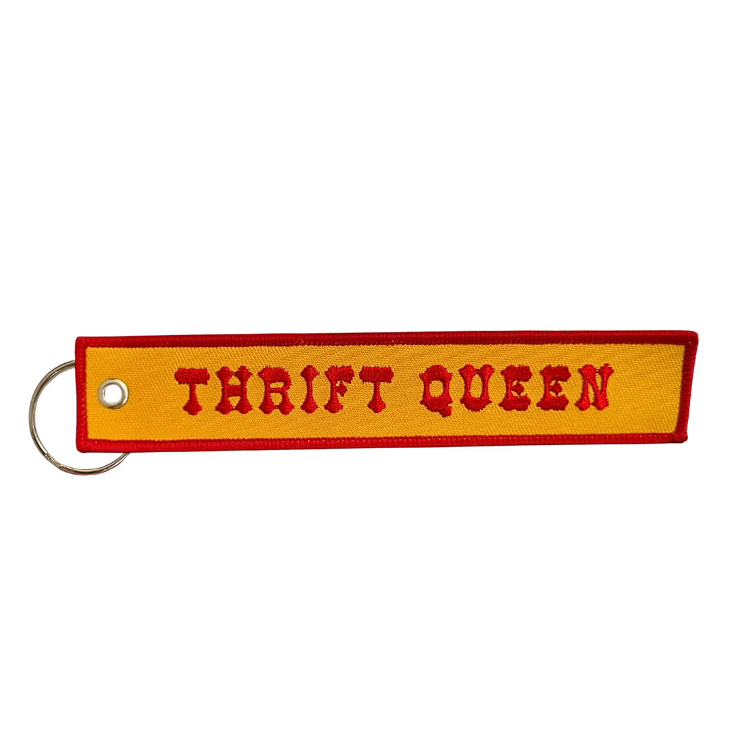 Thrift Queen Embroidered Keychain — Updated Colourway