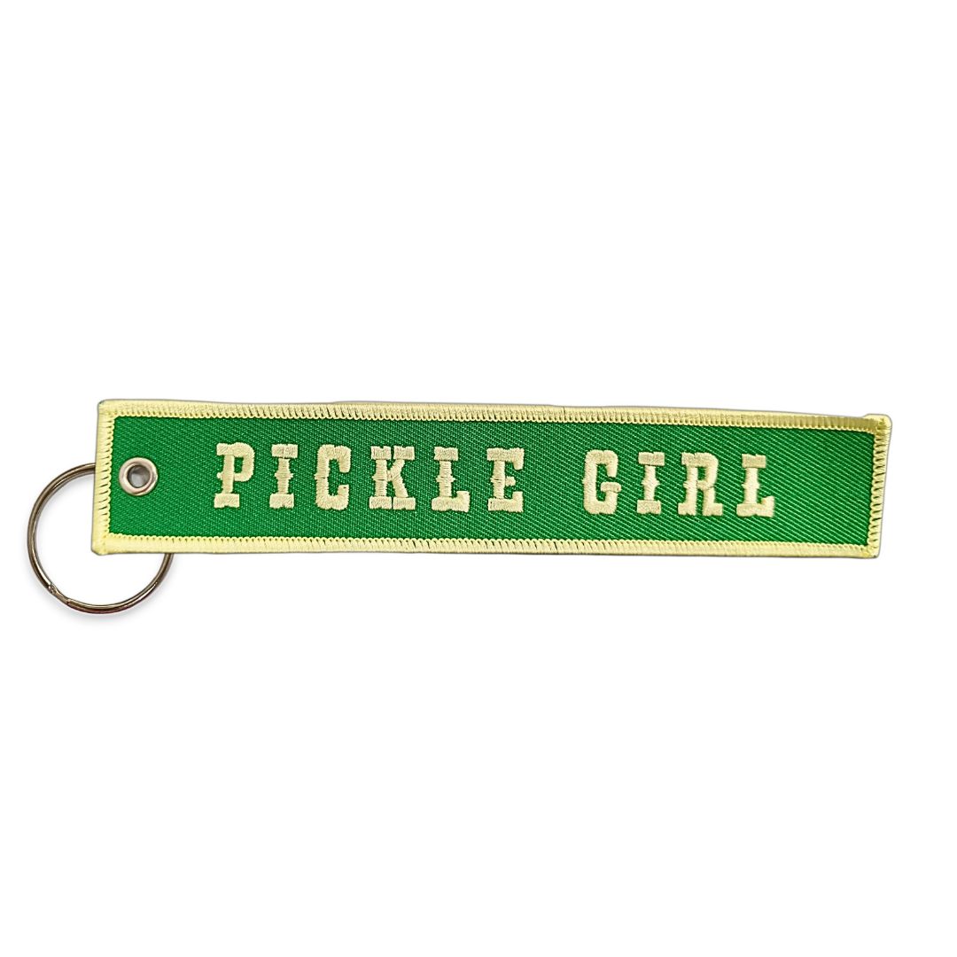 Pickle Girl Embroidered Keychain