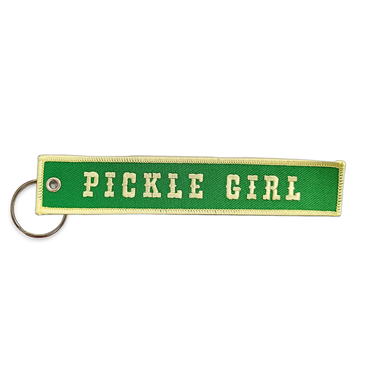 Pickle Girl Embroidered Keychain