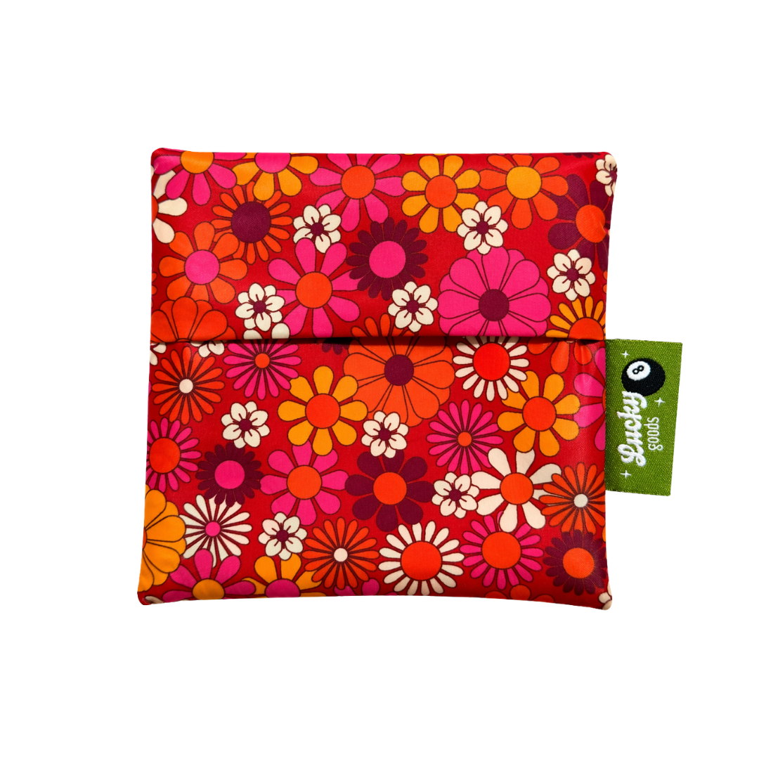 Groovy Retro Floral Foldable Nylon Tote