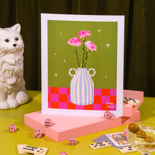 Peonies Vase Still Life Portrait Print