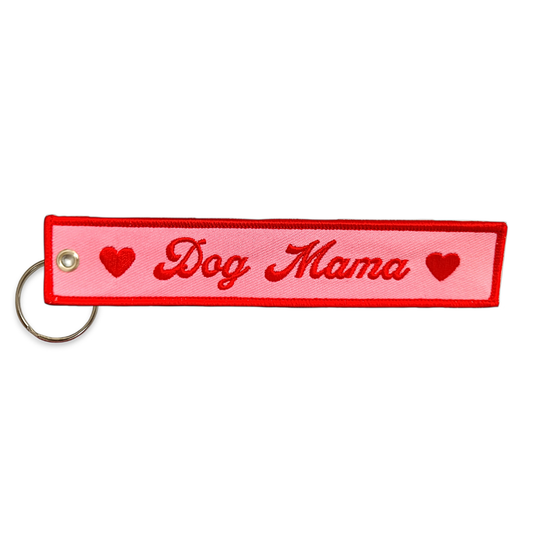 Dog Mama Embroidered Keychain