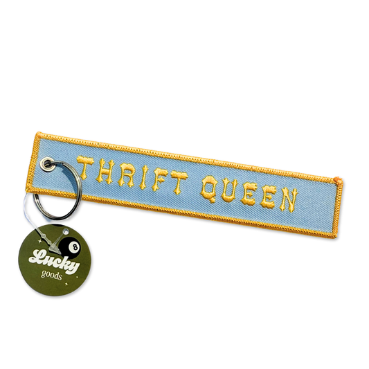 Thrift Queen Embroidered Keychain