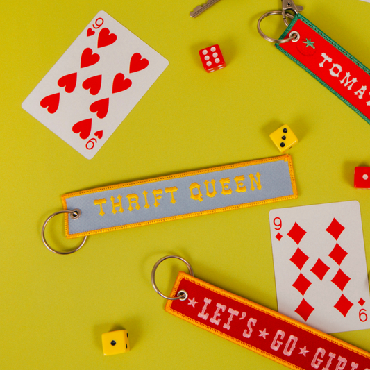 Thrift Queen Embroidered Keychain