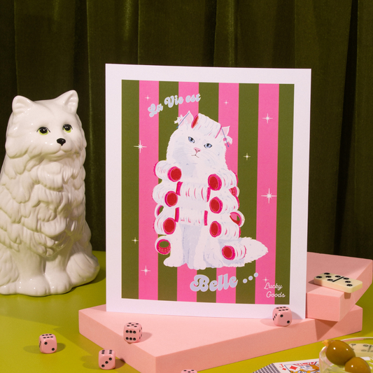 La Vie est Belle Kitty Portrait Print