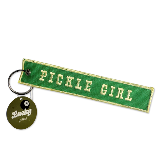 Pickle Girl Embroidered Keychain