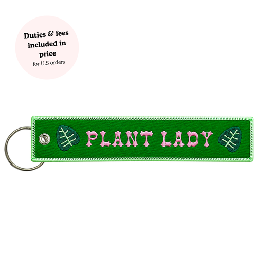 Plant Lady Embroidered Keychain