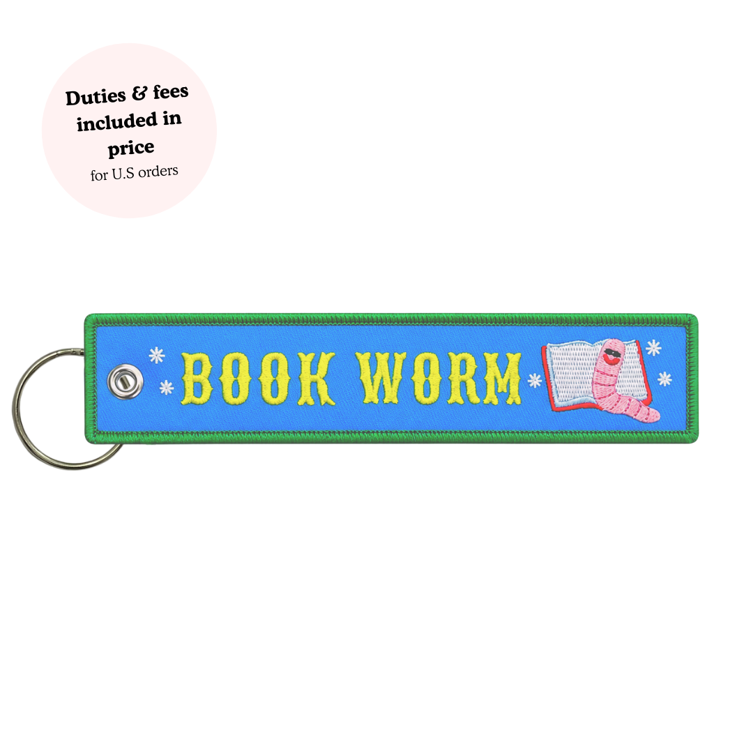 Book Worm Embroidered Keychain