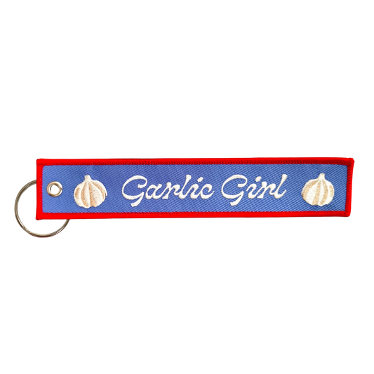 Garlic Girl Embroidered Keychain