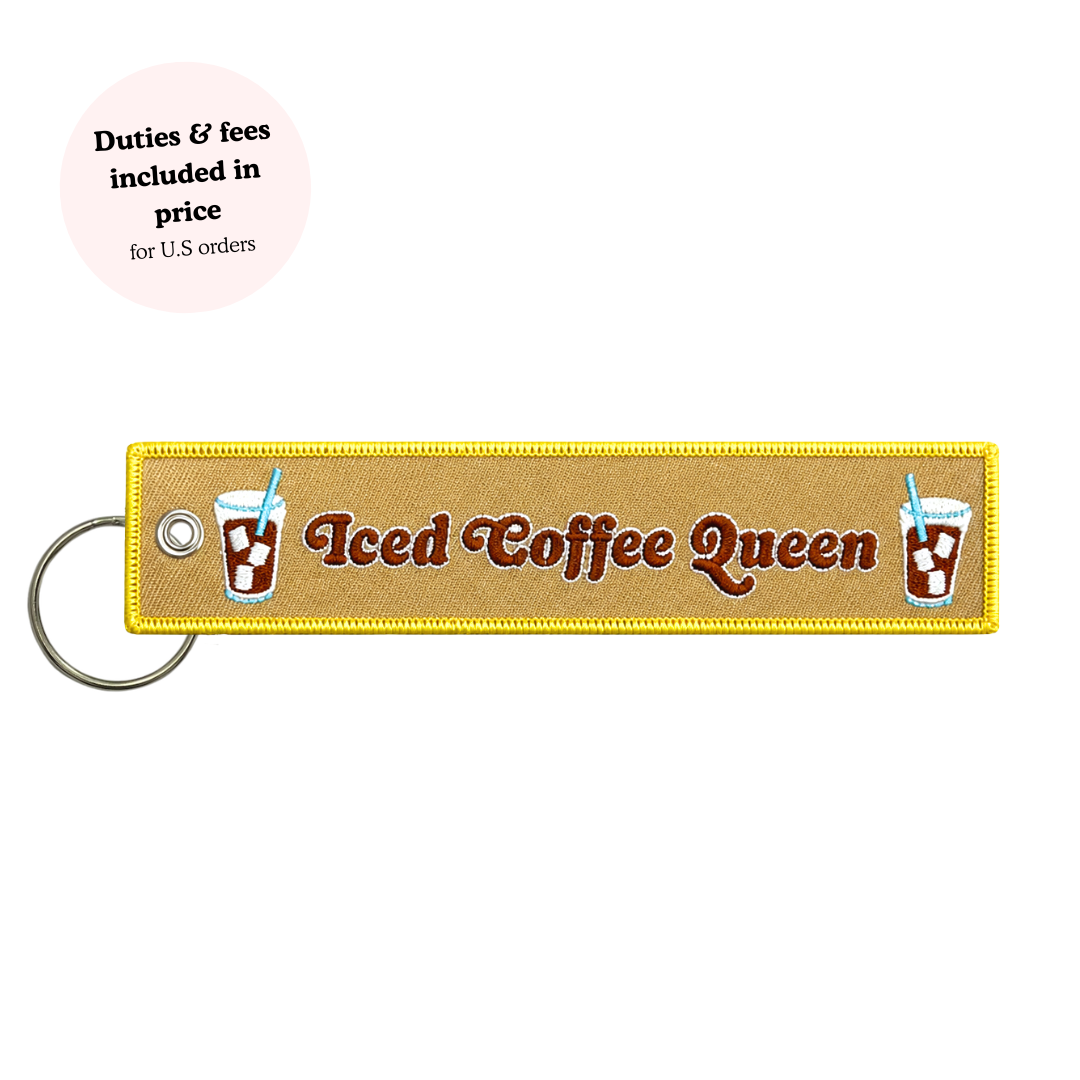 Iced Coffee Queen Embroidered Keychain