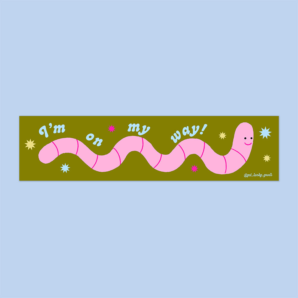 I'm On My Way Wormie Bumper Sticker