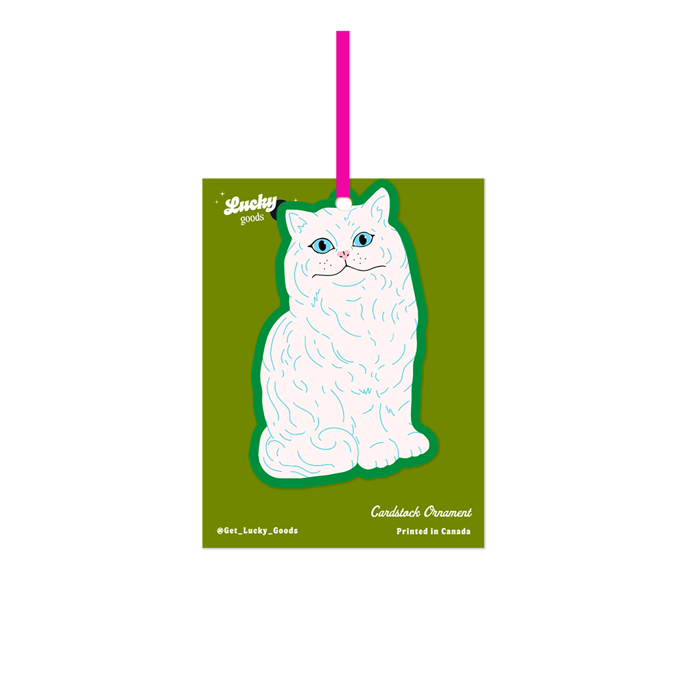 Vintage Ceramic Cat Cardstock Ornament