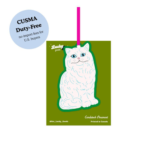 Vintage Ceramic Cat Cardstock Ornament