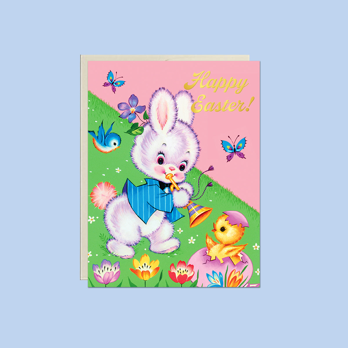 Happy Easter Vintage Bunny & Chick Card