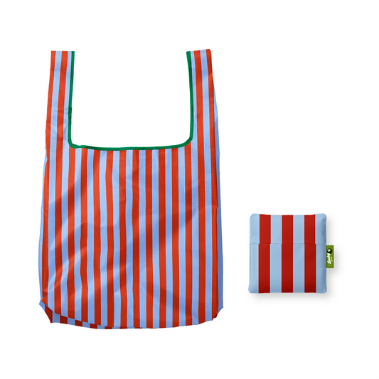 Blue & Maroon Stripes Foldable Nylon Tote