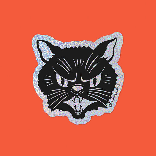 Spooky Kitty Glitter Sticker