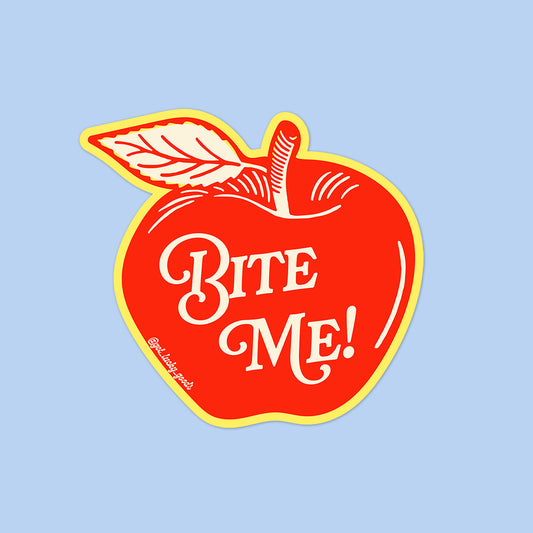 Bite Me Vintage Apple Sticker