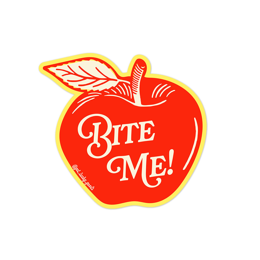 Bite Me Vintage Apple Sticker