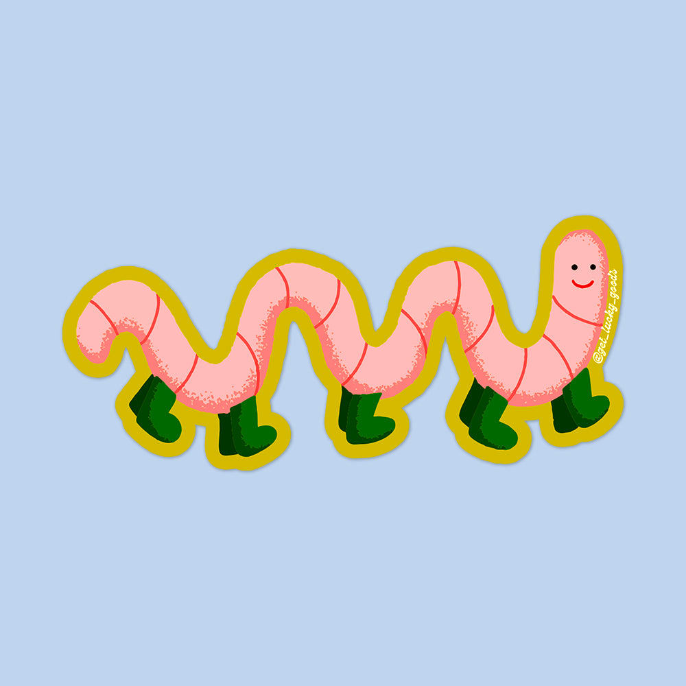 Worm With Boots Sticker